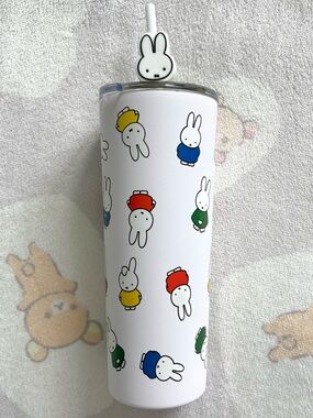 NEW Kawaii Miffy White Stainless Tumbler with Colorful Miffy Pattern 24 oz